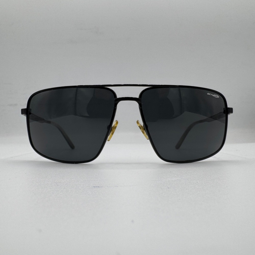 Arnette Bacon 3063-528/87 Black Metal Rectangular Aviator Sunglasses with Case